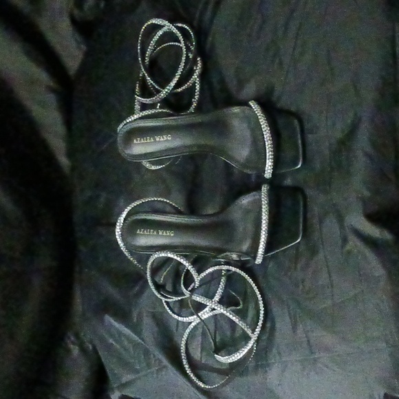 Azalea Wang women's shoes black with silver rhinestones size 10 - Picture 3 of 6